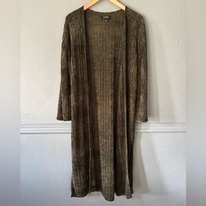 Audrey 3 plus 1 | chenille | ribbed | maxi | bell sleeve | cardigan | olive | s
